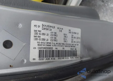 2005 Dodge Grand Caravan Se from USA, damaged, VIN 1D4GP24R65B388929